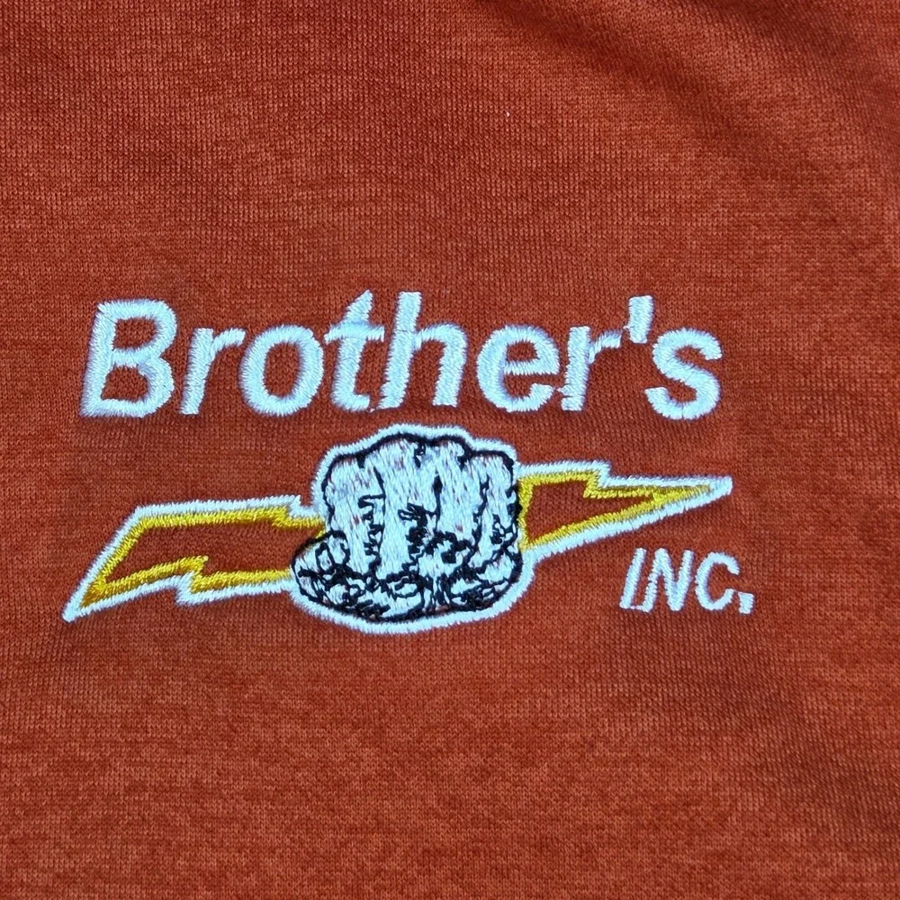 The North Face Fleece Jacket Mens L Full Zip Chest Pocket Brother's Logo Orange
